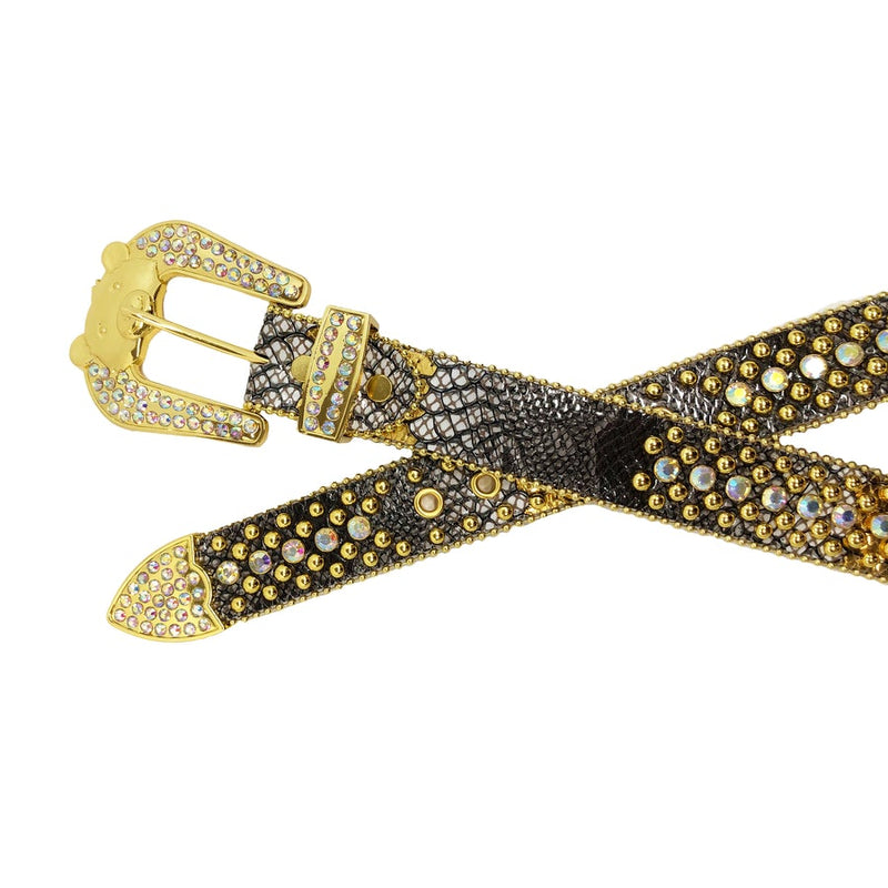 Elite Denim Kids Rhinestone Belt (Black/Gold) - Fresh N Fitted Inc