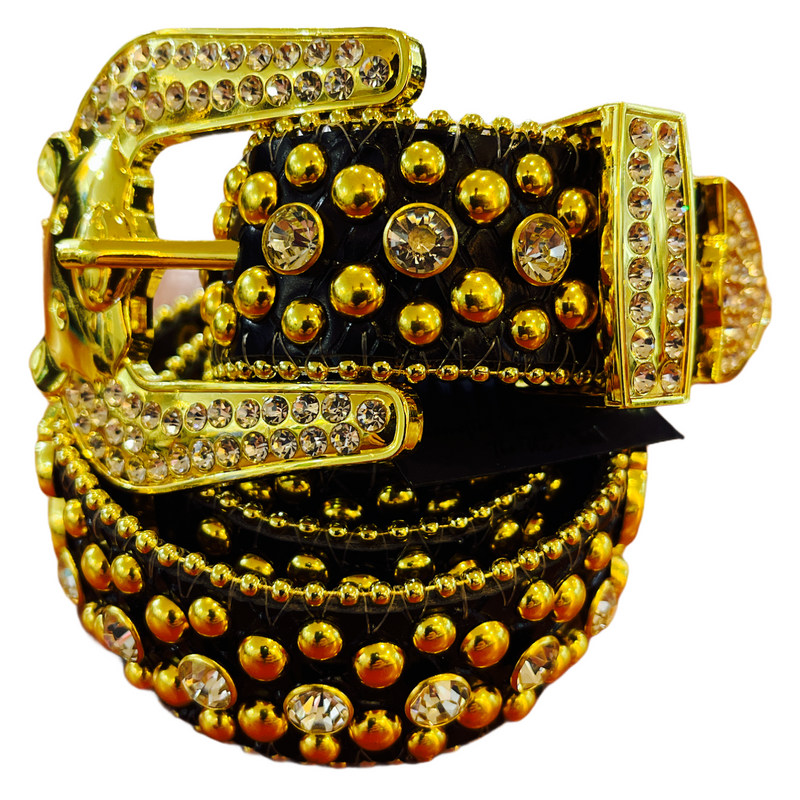 Elite Denim Kids Rhinestone Belt (Black/Gold) - Fresh N Fitted Inc