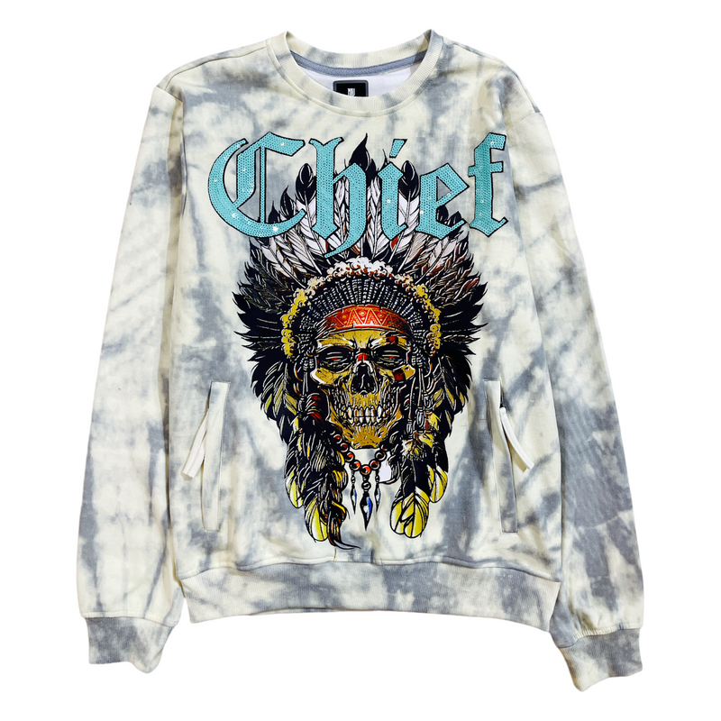 Motive Denim 'Chief' Rhinestone Crewneck (Lt.Grey) MT19S - Fresh N Fitted Inc