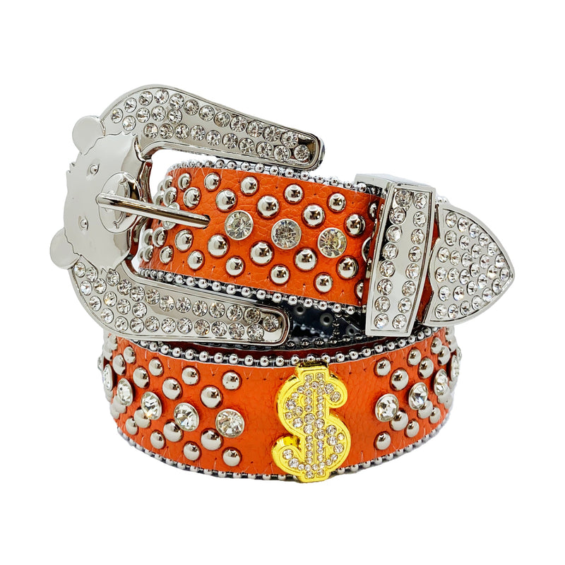 Elite Denim Kids Rhinestone Belt (Orange) - Fresh N Fitted Inc