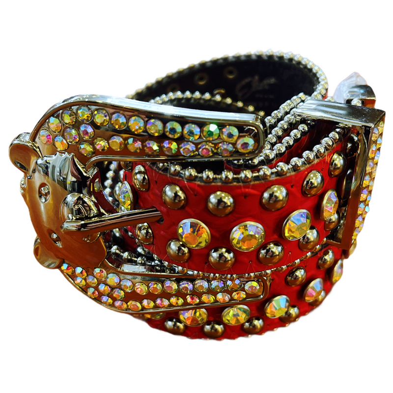 Elite Denim Kids Rhinestone Belt (Red) - Fresh N Fitted Inc