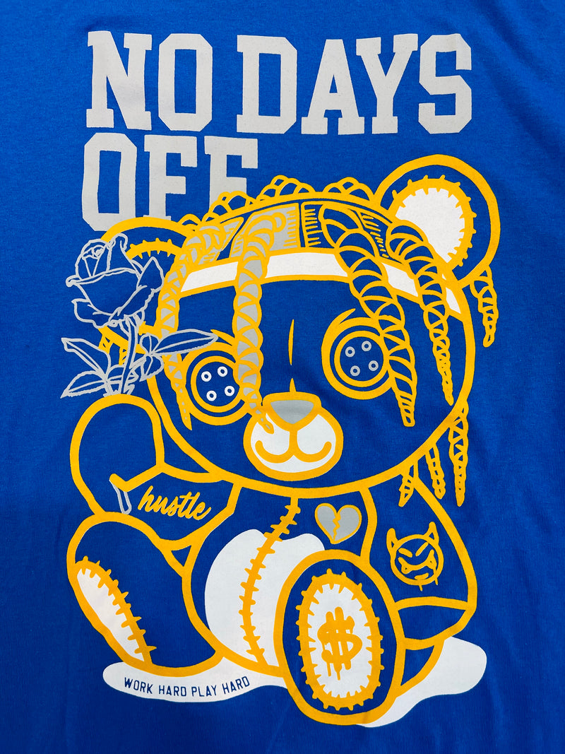 3Forty Inc. 'No Days Off Pastel Bear' T-Shirt (Royal) 2618 - Fresh N Fitted Inc