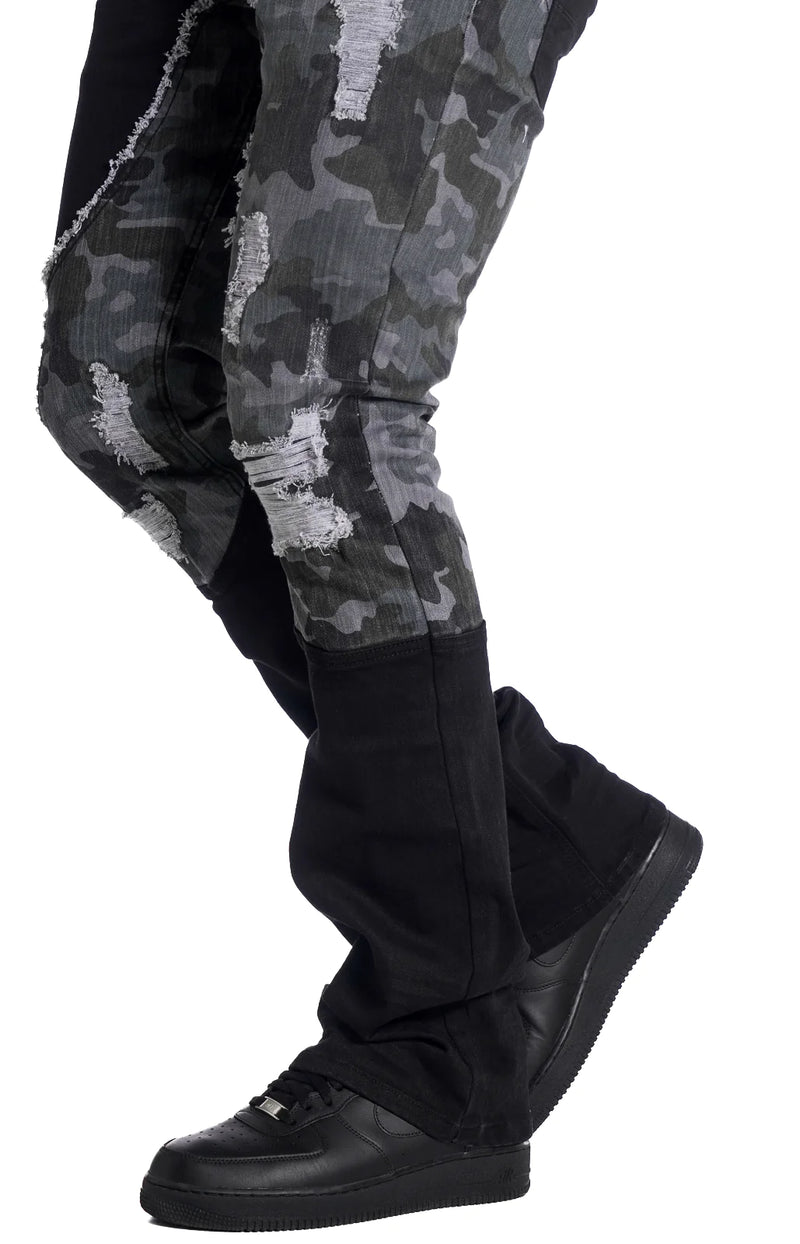 Makobi ' Costello' Stacked Denim (Black Camo) M1919 - Fresh N Fitted Inc