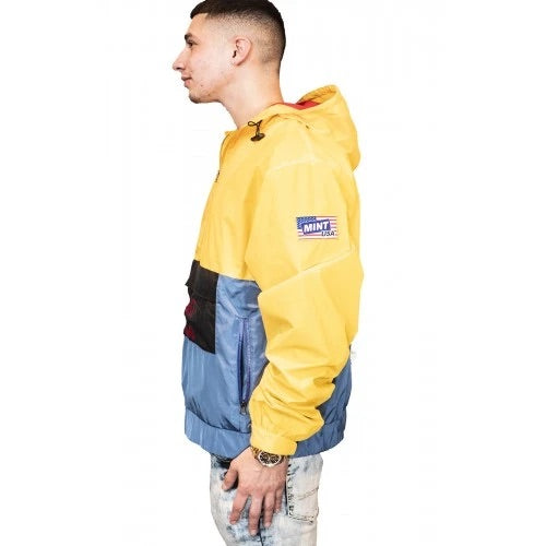 Mint 3M Reflective Snow Beach Windbreaker Jacket (Yellow/Blue) - Fresh N Fitted Inc