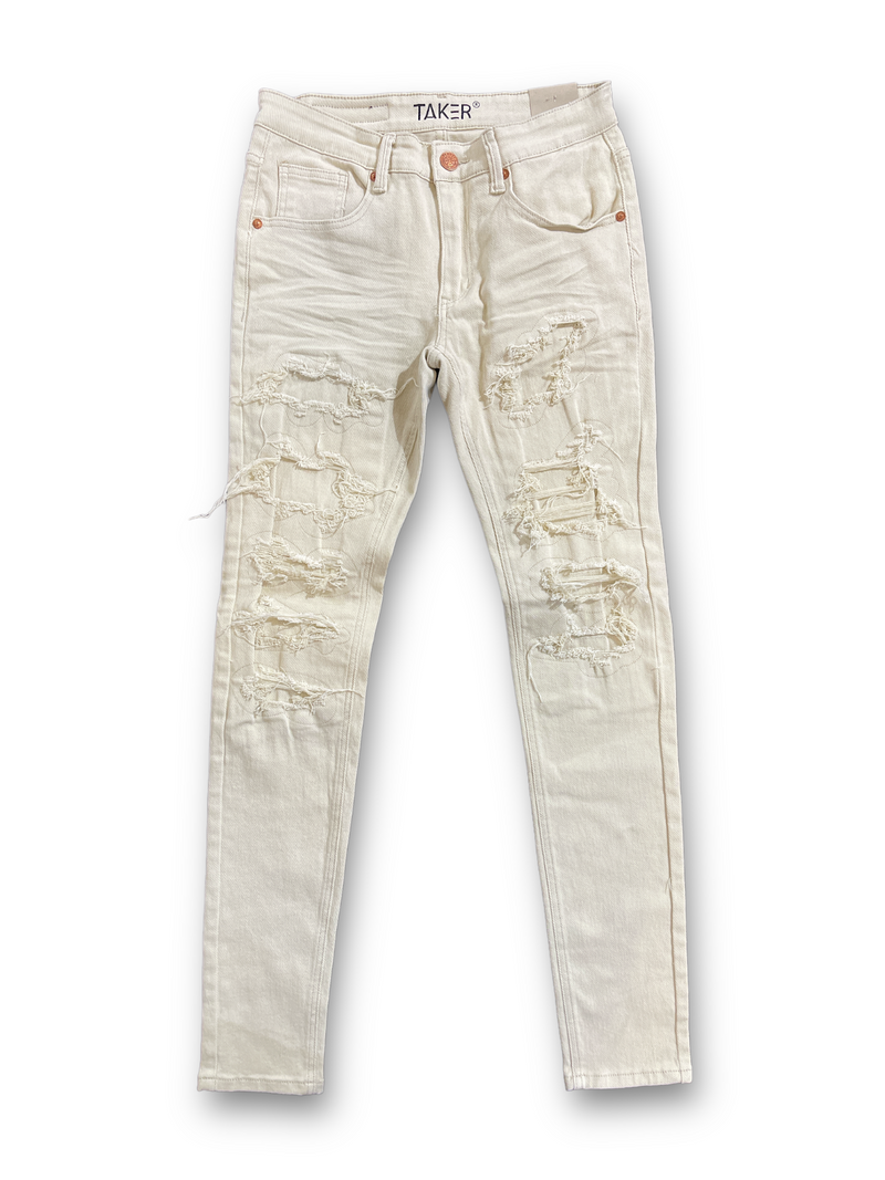 Taker 'Stretch Twill' Ripped Denim (Sand) B2033 - Fresh N Fitted Inc