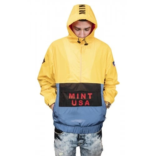 Mint 3M Reflective Snow Beach Windbreaker Jacket (Yellow/Blue) - Fresh N Fitted Inc